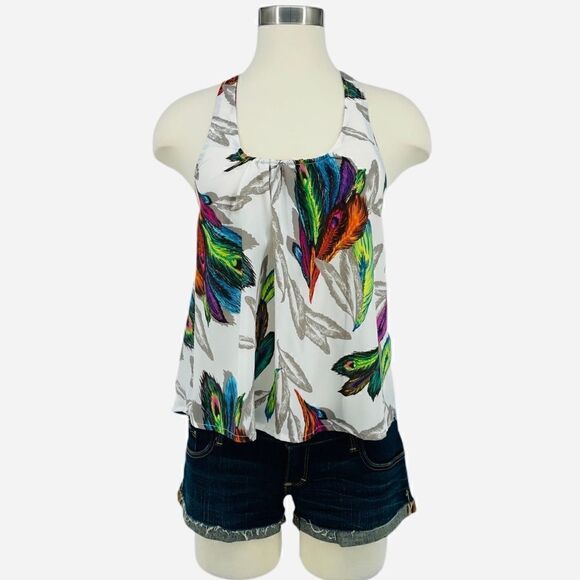 UO Hot & Delicious Multi-Color Feather Halter Top - Picture 2 of 11
